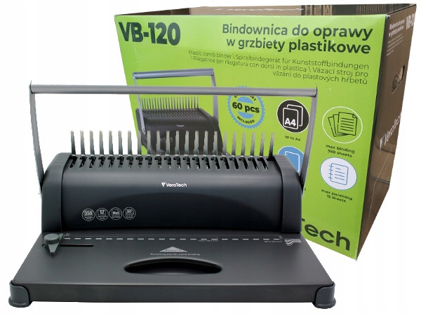 Profesjonalna bindownica Verotech VB-120 + czterootworowy dziurkacz +zestaw EAN (GTIN) 5906660325574