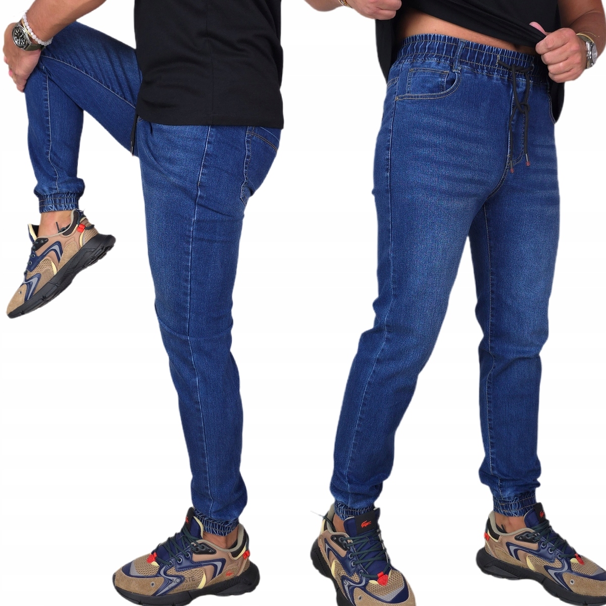 Jeansowe Spodnie Męskie długie rozciągliwe Joggery Pas Z Gumką XL