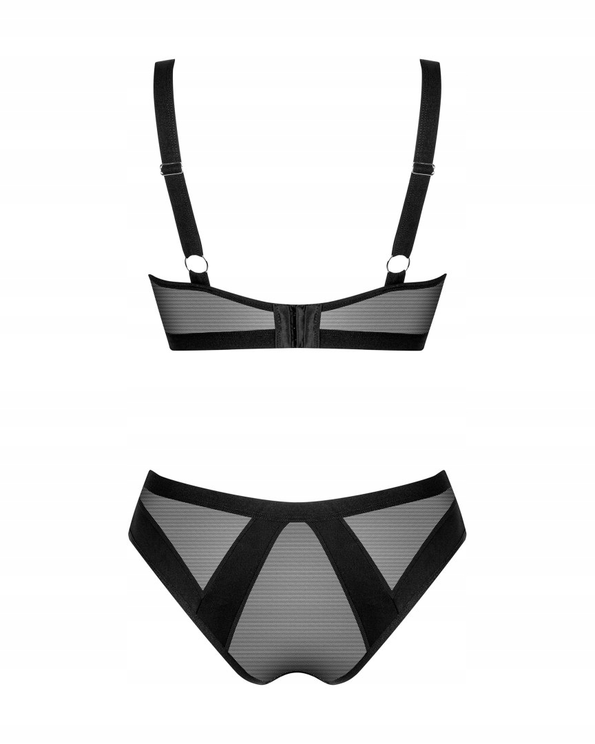 Komplet Spodního Prádla Podprsenka Kalhotky Černá S Kosticemi Regulující Ramínka XL/2XL