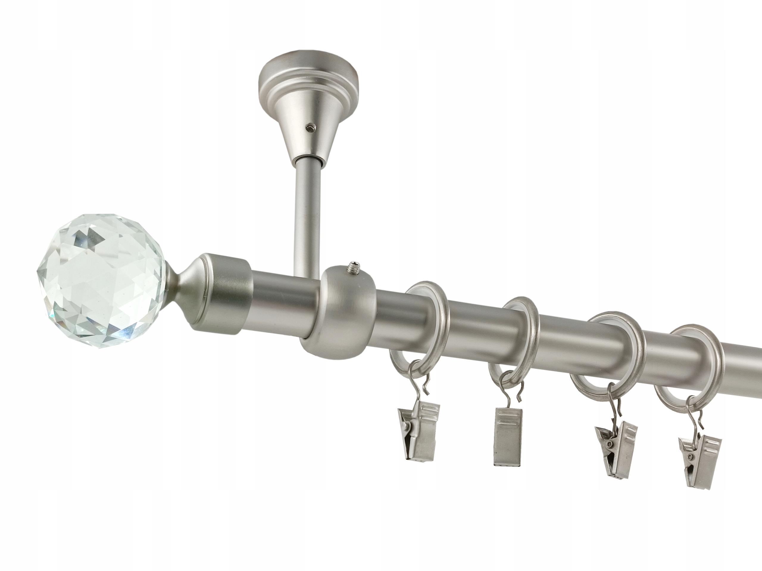 Garnýž Kovový Stropní 19 mm jednoduchý Satén 200 cm MIX Koncovek