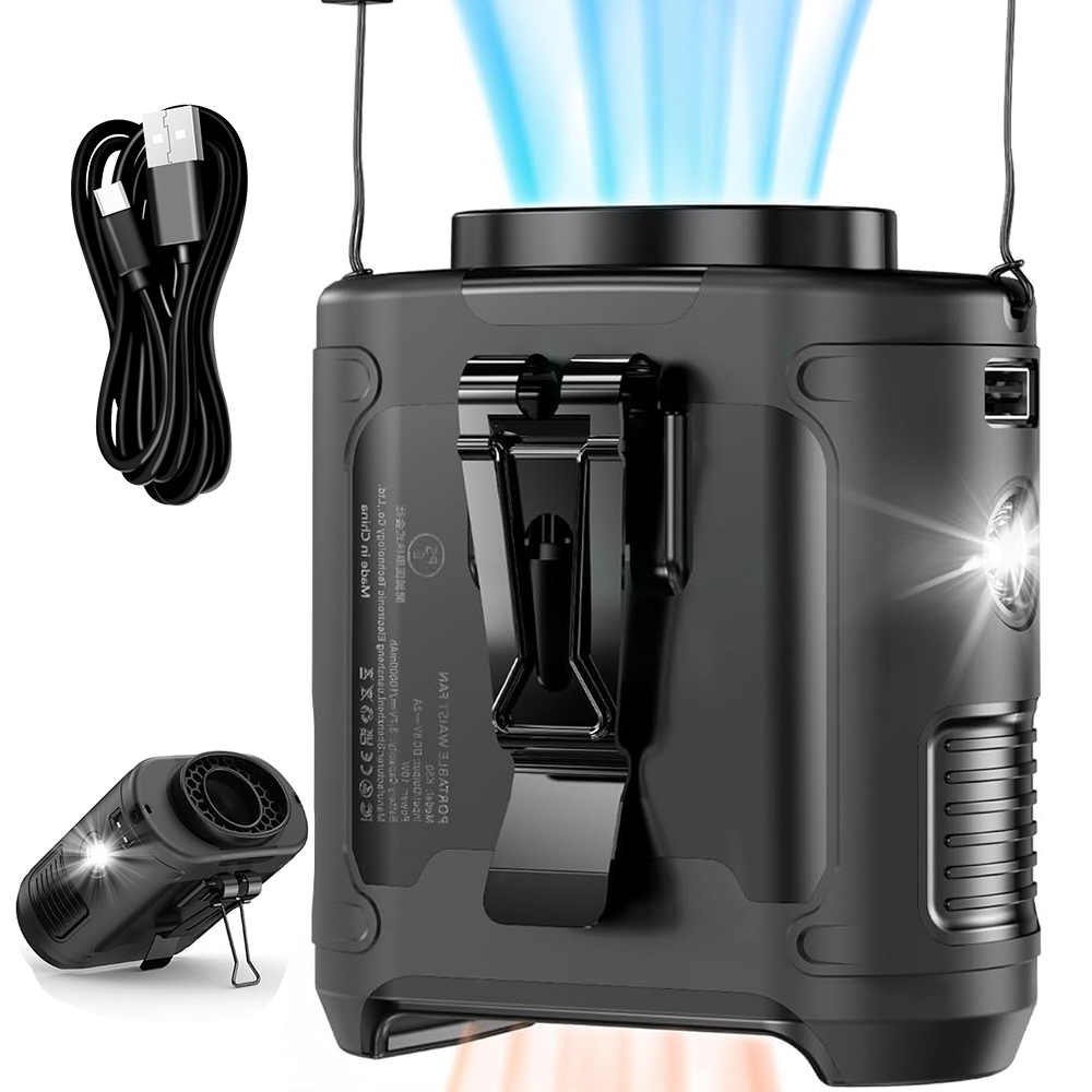 5V1 Výkonný Ventilátor Svítilna Powerbank Vějíř Visící Na Pásu 5 Rychlostních Stupňů