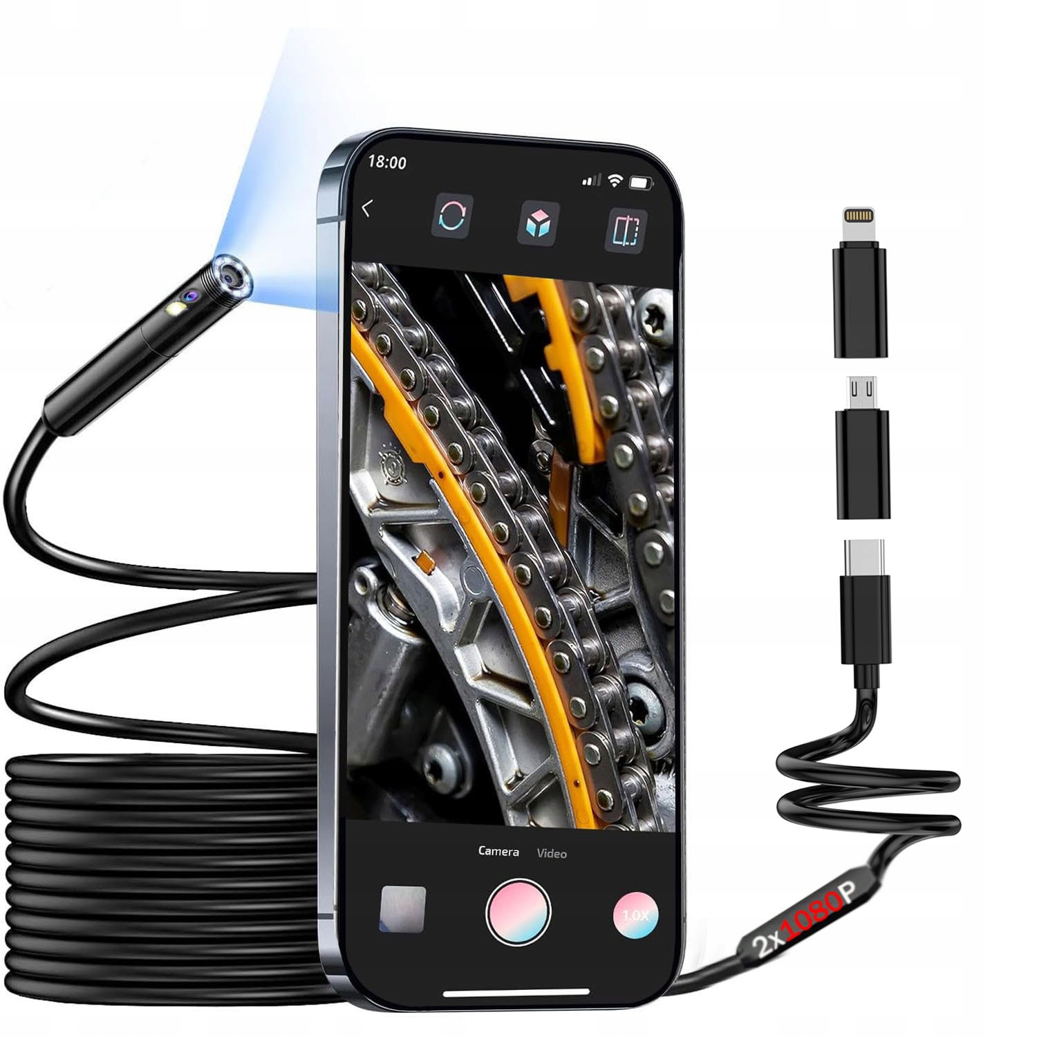 Sztywna kamera endoskopowa do telefonu komórkowego i komputera 3M LED 2xFHD