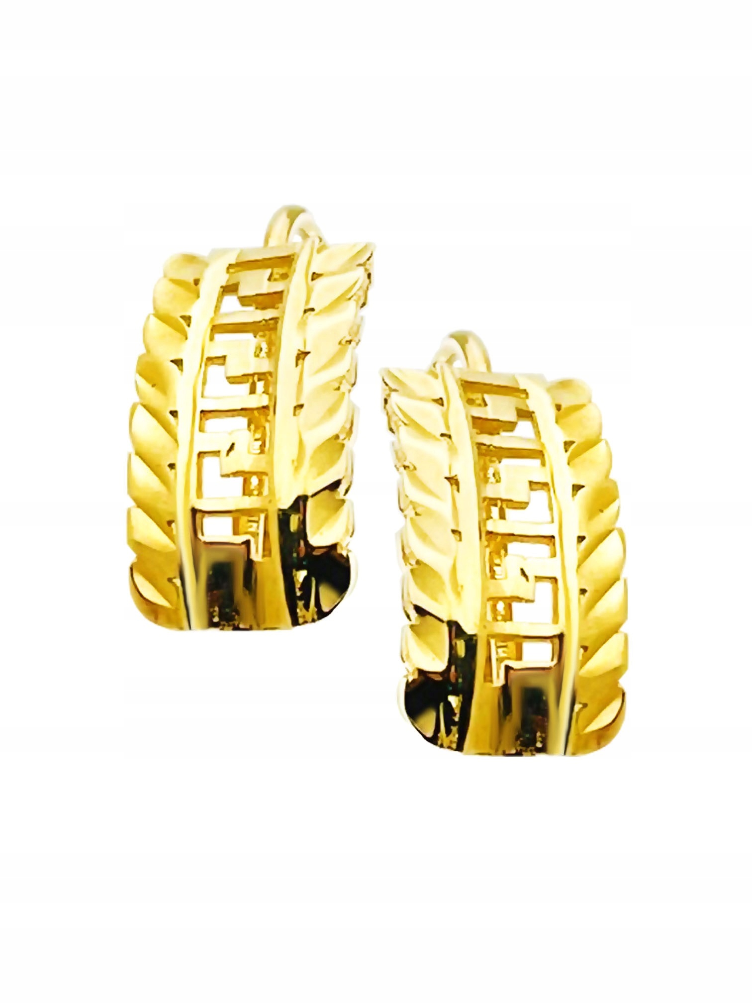 Zlaté náušnice s půlkruhy a řeckým vzorem