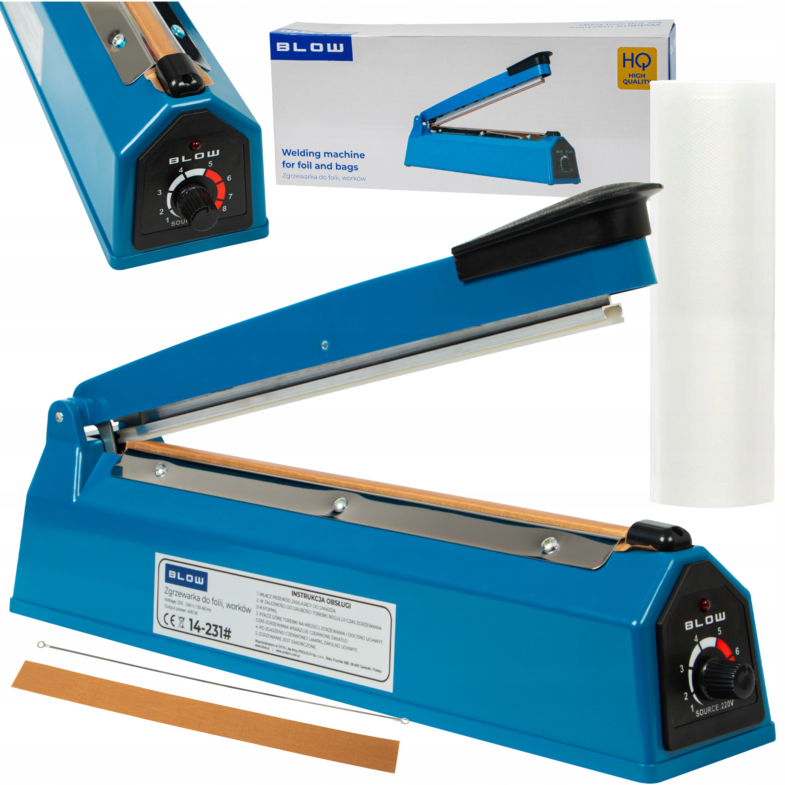 Svařovač Fólií Balička Regulace 400W 300MM Fólie Rolka 6m 28cm