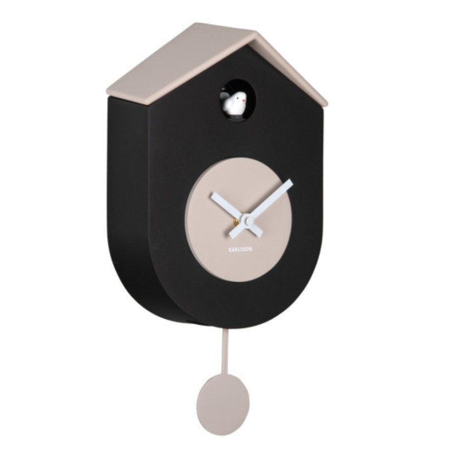 Nástěnné hodiny s kukačkou, černé, na zeď do obývacího pokoje, kuchyně Grato Cuckoo