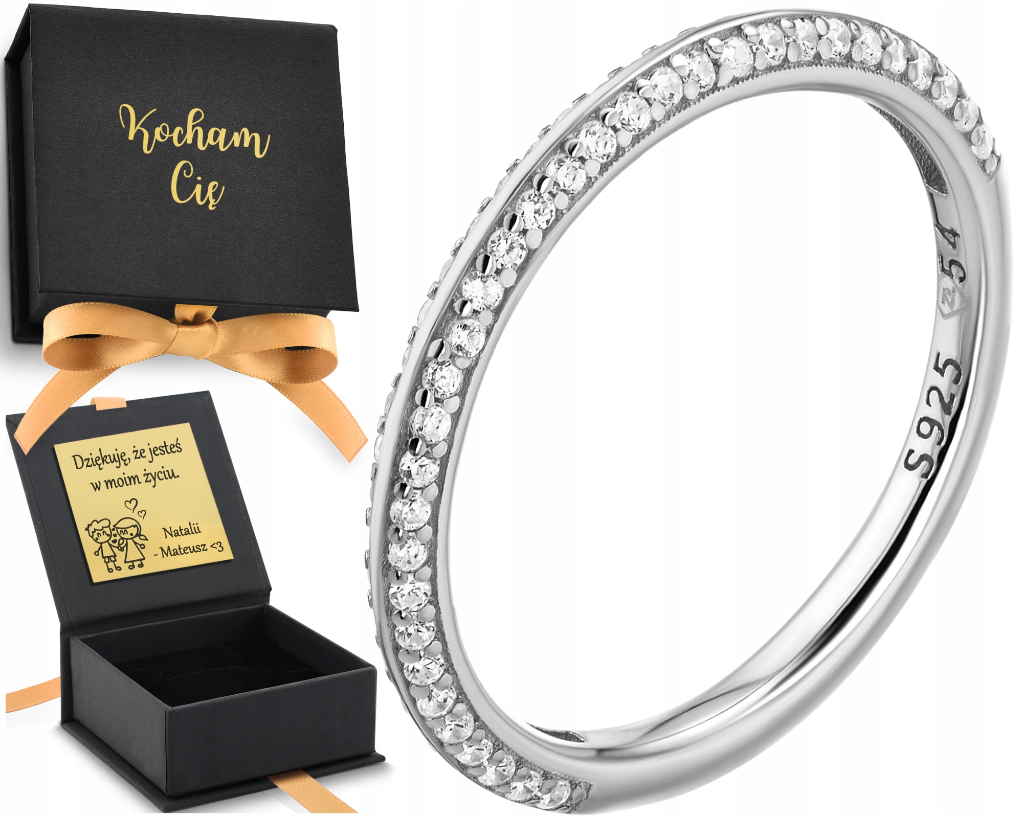 Stříbrný Prsten Snubní Prsten se zirkony Ryzost 925 Dárek Gravírování