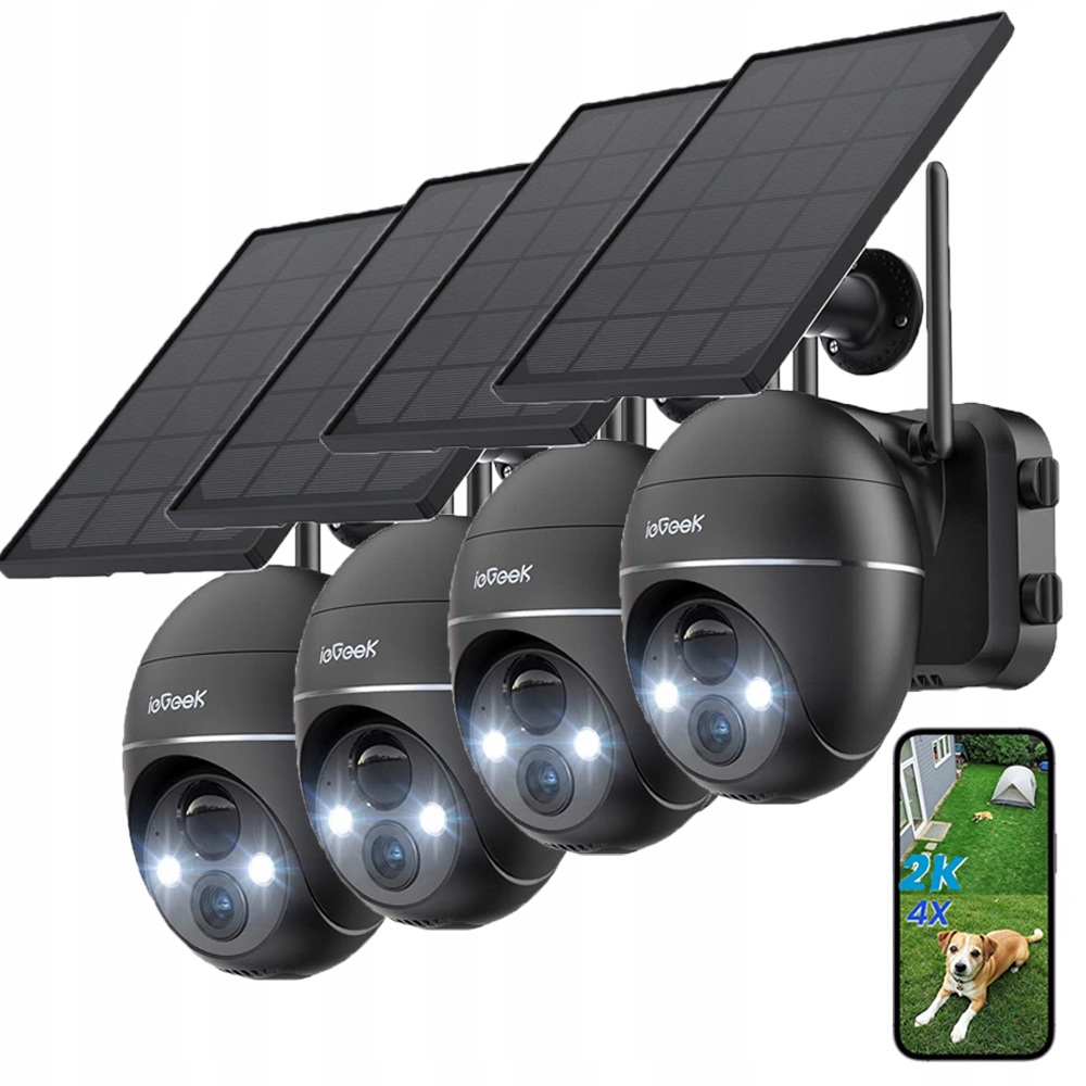 4 polohy Solární Wifi Kamera 3MP Venkovní Otočná Bezdrátová Ptz