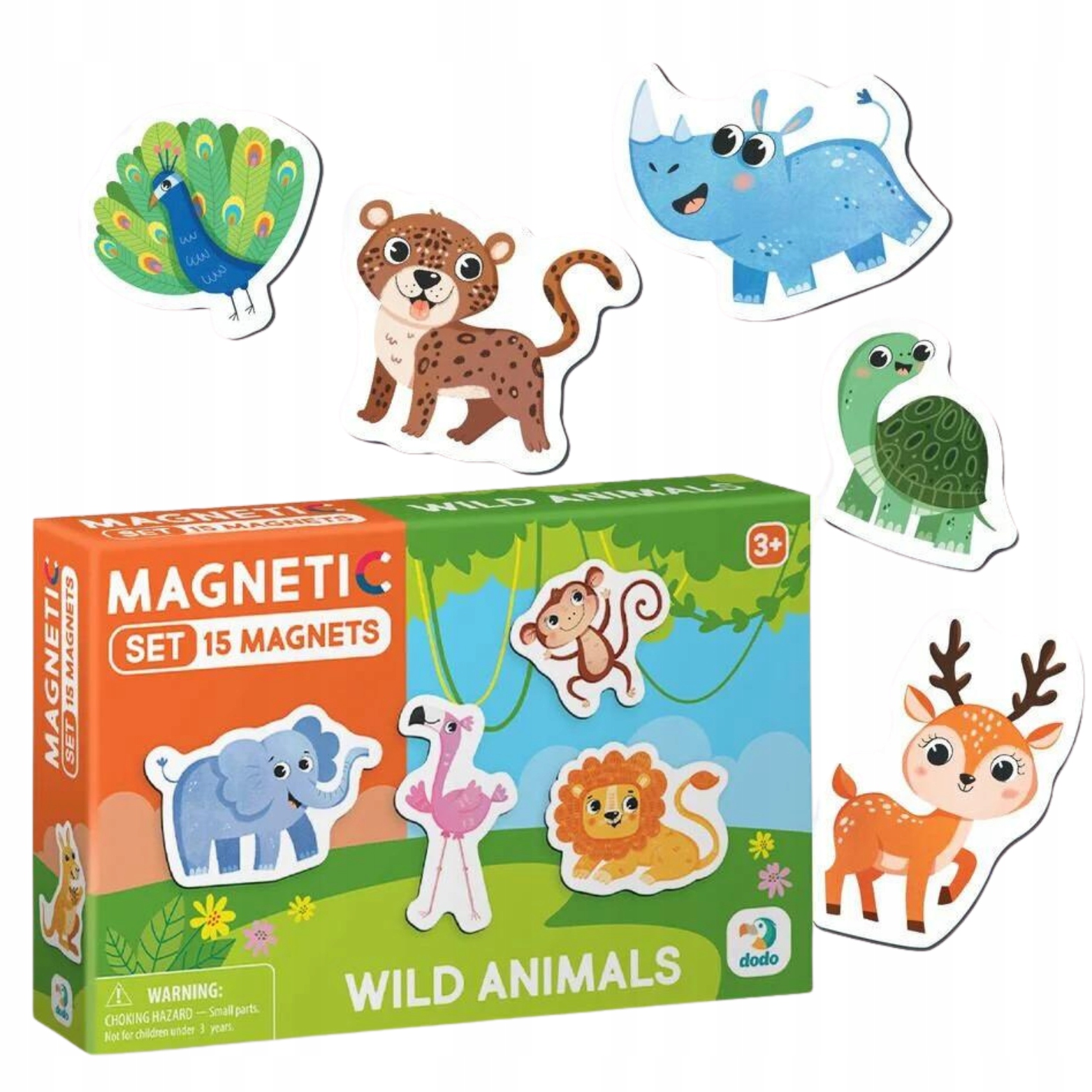 ZESTAW MAGNESÓW DZIKIE ZWIERZĘTA 15 ELEMENTÓW KOLOROWYCH UROCZYCH MAGNESÓW Marka Dodo