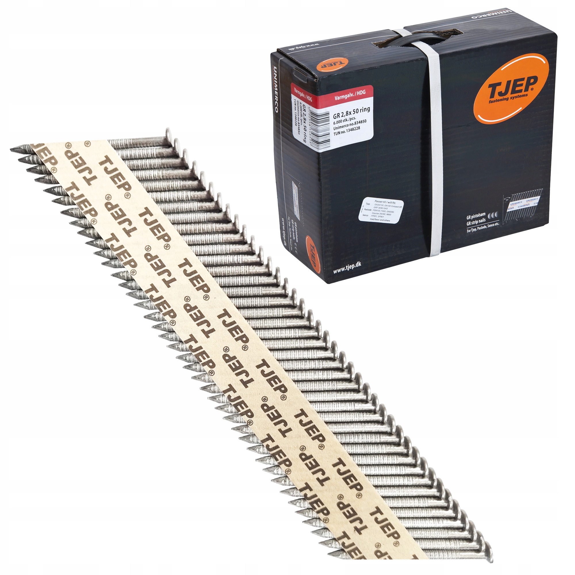 Hřebíky Tjep 2,8X50 s pozinkovanými kroužky s papírovým Pozink