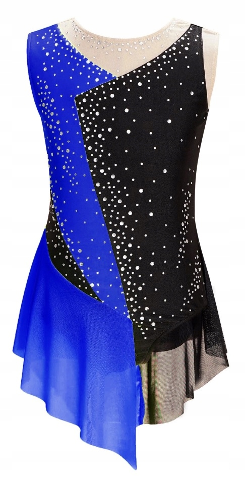 Body Tunika Sukienka Balet Strój Kostium Gimnastyka Fluo Niebieska 122/128