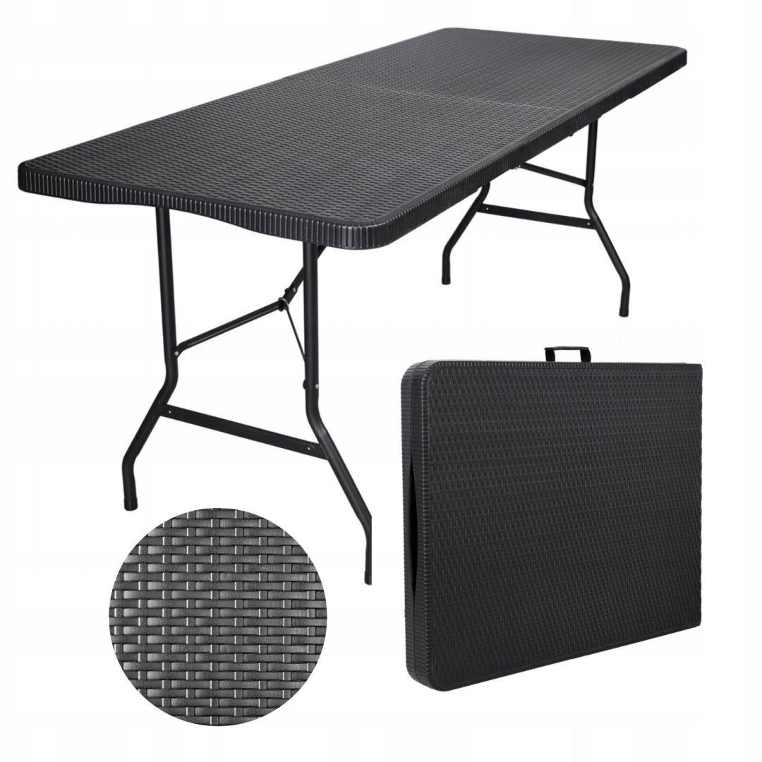 Velký zahradní skládací stůl cateringový banketový ratan kufr 180 cm ča