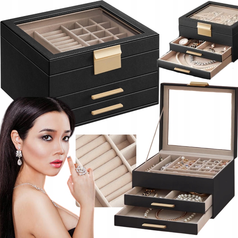 Kufřík 3 úrovně Černá Dárek Krabička pro maminku