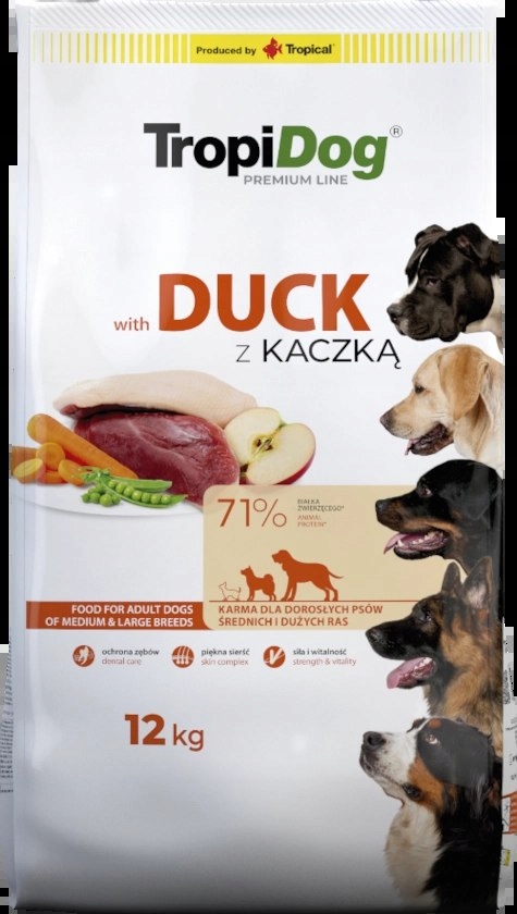 Tropidog Premium Adult Medium &amp; Large Breed Kachna s rýží 12 kg