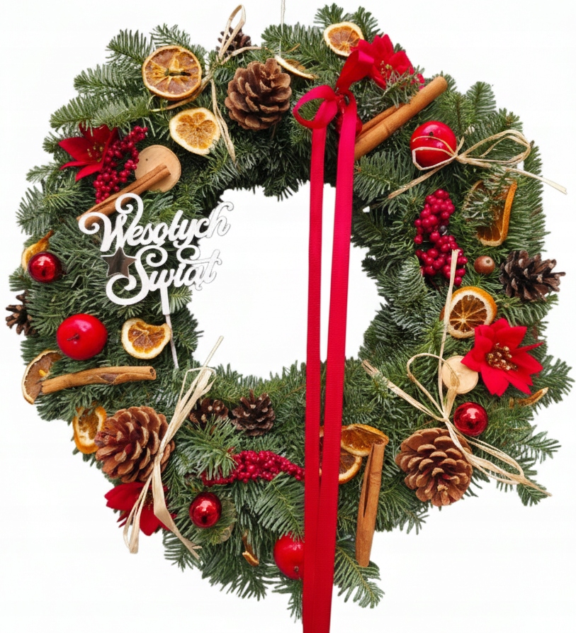 XXL Věnec z Živé jedle Dekorace na dveře Nobilis