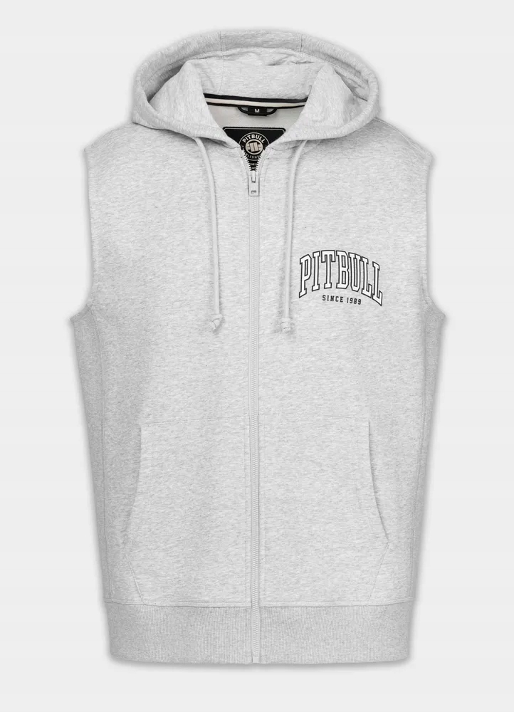 Bunda Bez Rukávů rozepínací s kapucí Pitbull Bavlněná vesta Badger S