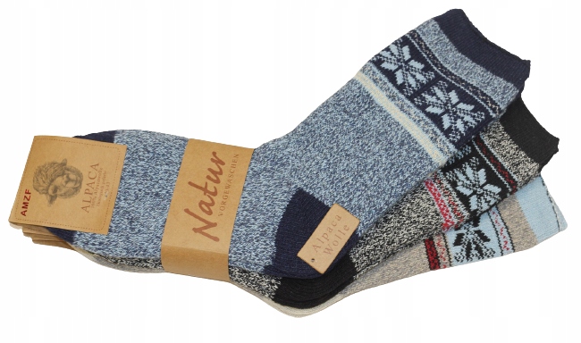 

3x Ciepłe Grube Zimowe Skarpety Wełniane Alpaka