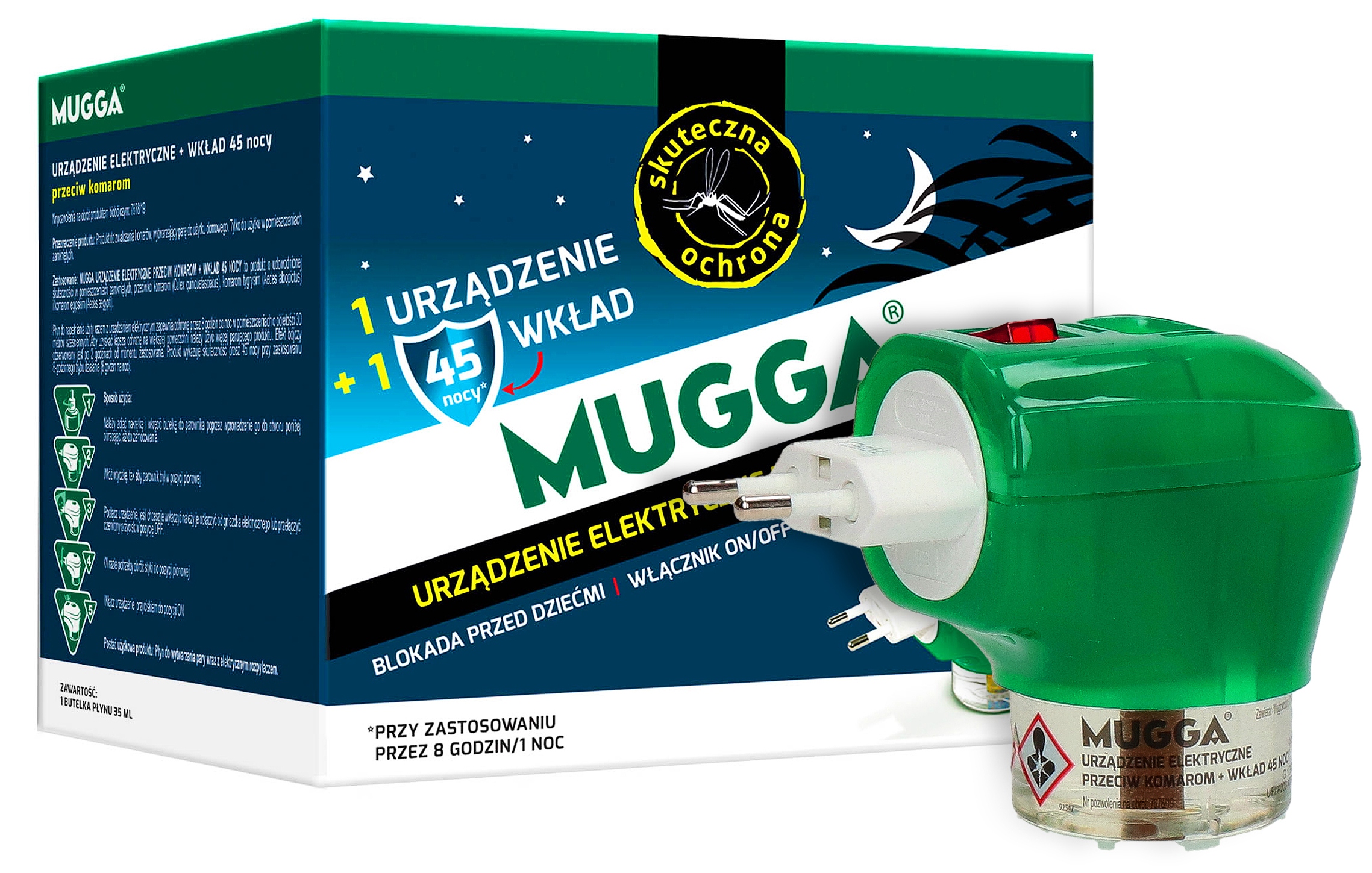 ELEKTRO WKŁAD ELEKTROFUMIGATOR DO GNIAZDKA NA KOMARY PRZECIW KOMAROM MUGGA