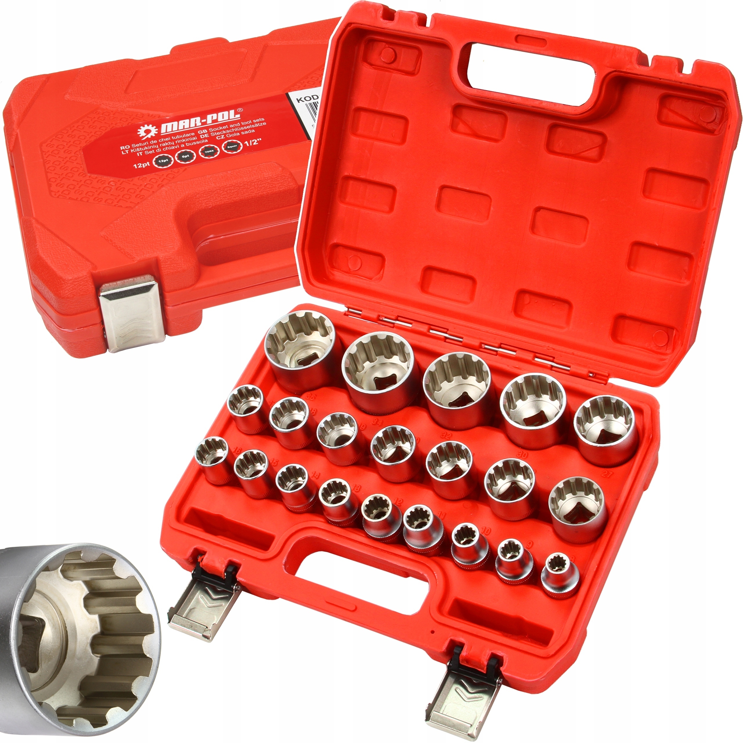 Nasadki 1/2" Zestaw Nasadek Udarowych Klucze 12-KĄTNE Dwunastokątne 8-36mm