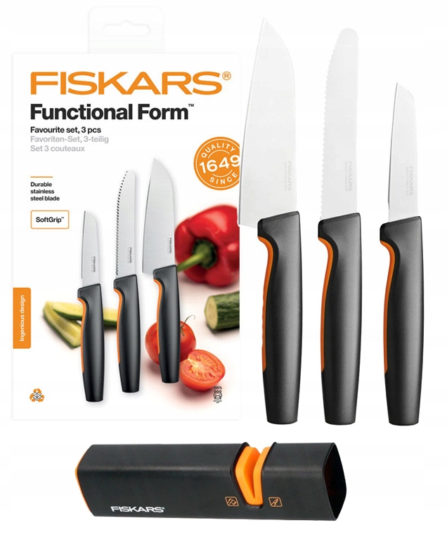 

Zestaw Startowy 3 Noży Szefa Fiskars ostrzałka