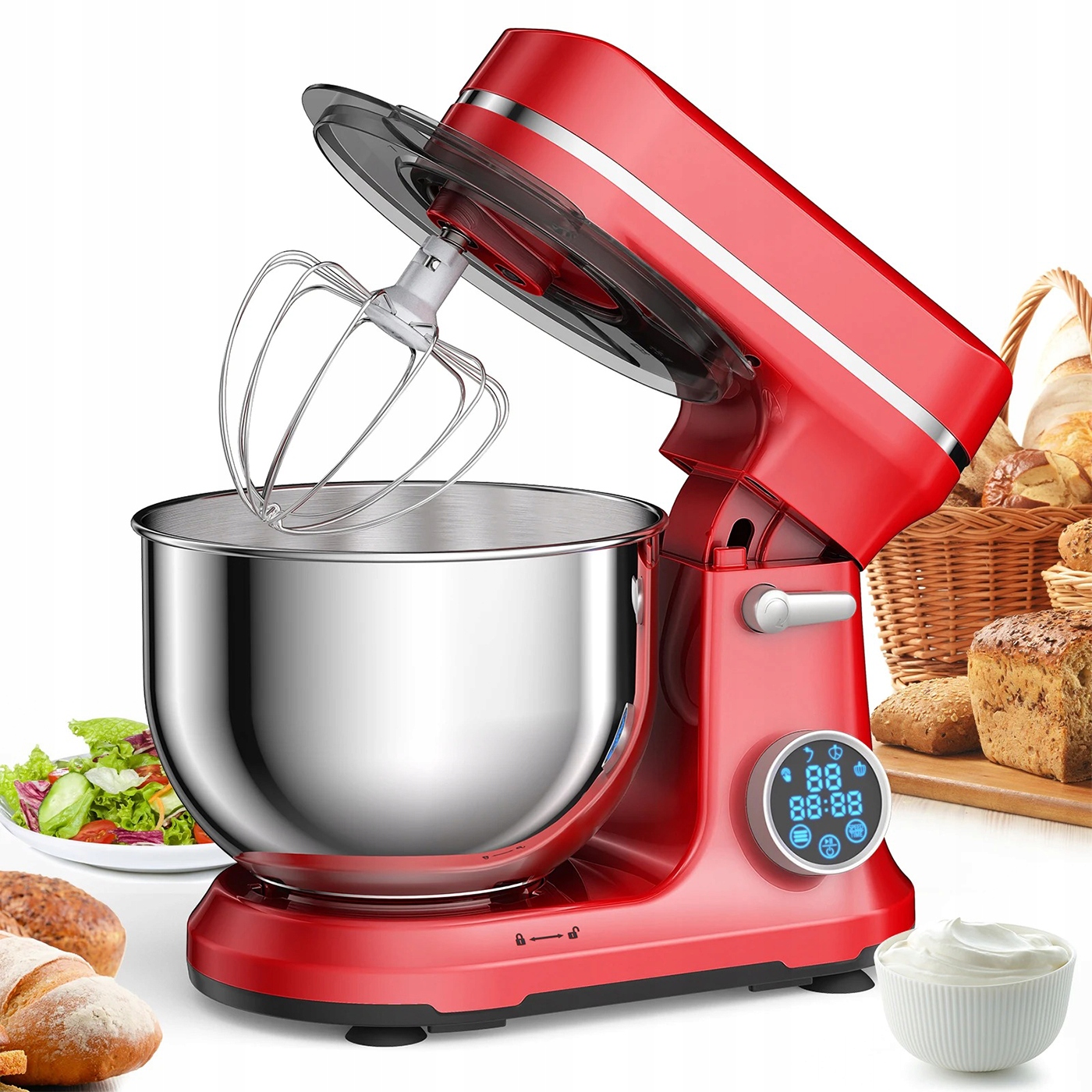 Stojanový kuchynský mixér 1200 W 5 L 11 prevodových stupňov Oled Tichý DC 3v1 Kuchynský robot