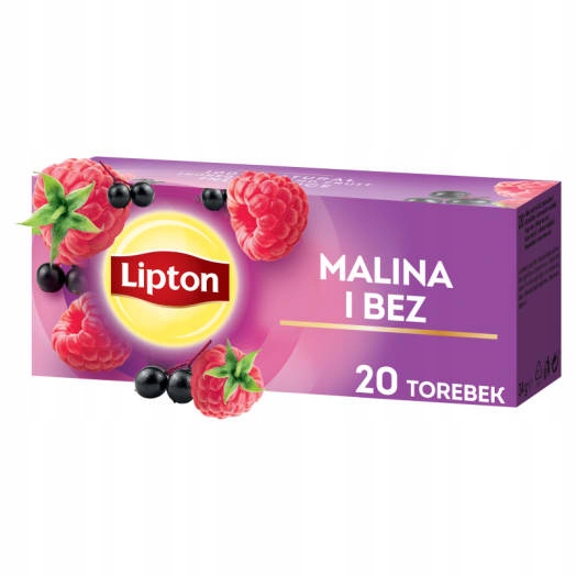 Levně Lipton Ovocný čaj Malina a bez 20 sáčků ex.