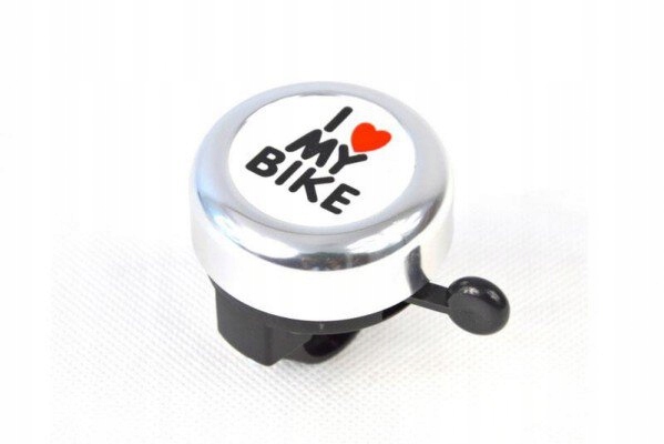 

Dzwonek rowerowy I Love My Bike srebrny z kołatką