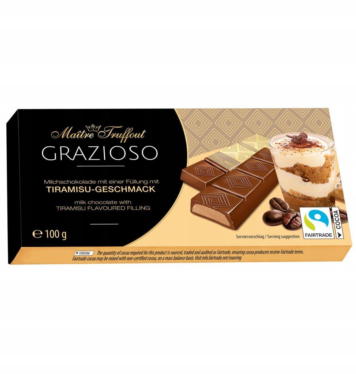 Levně 3x MaitreTruffout Grazioso Čokoládky s náplní Tiramisu 100 g