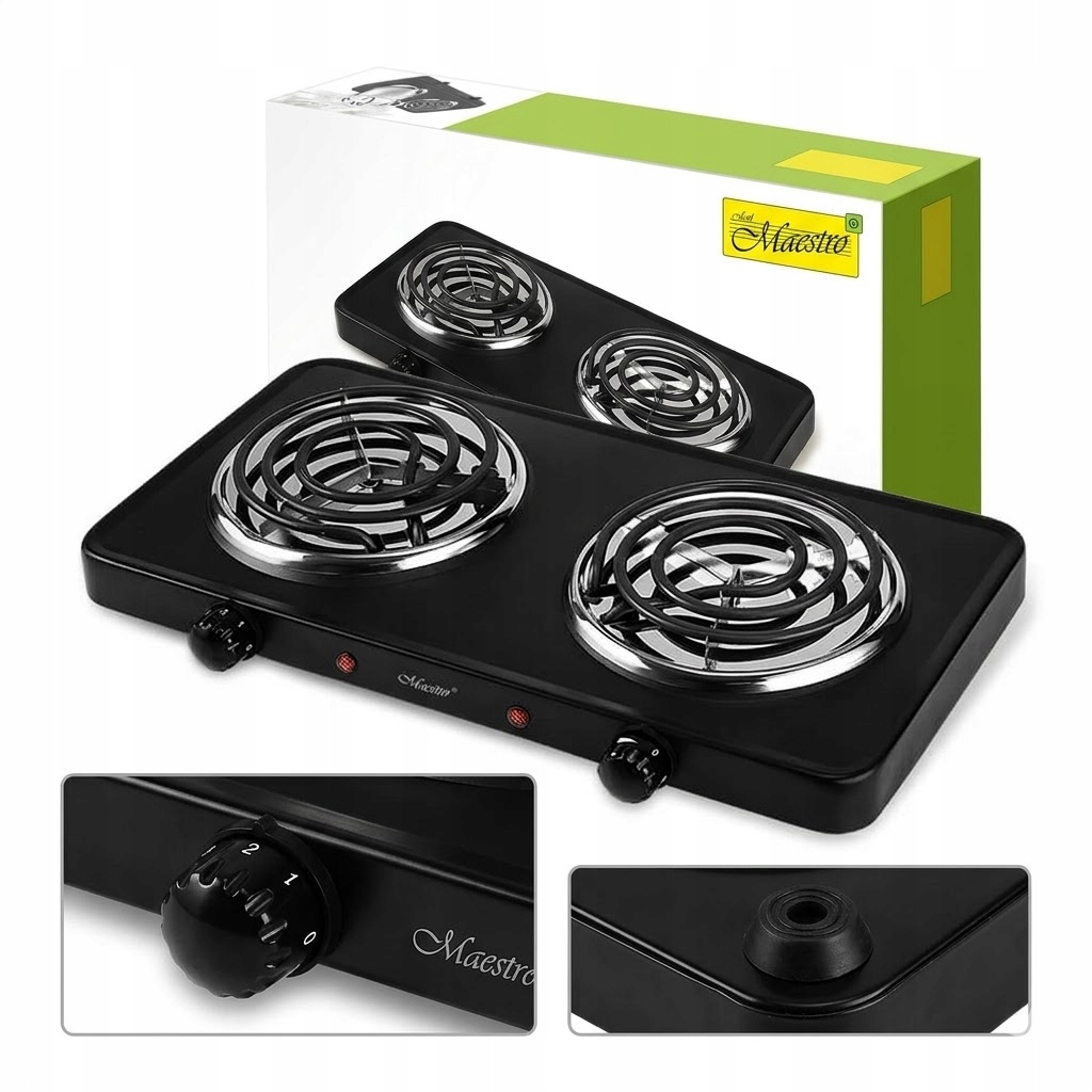 Kuchenka Elektryczna Dwupalnikowa 2000W 2 Palniki Spiralne MR-770-2 czarna