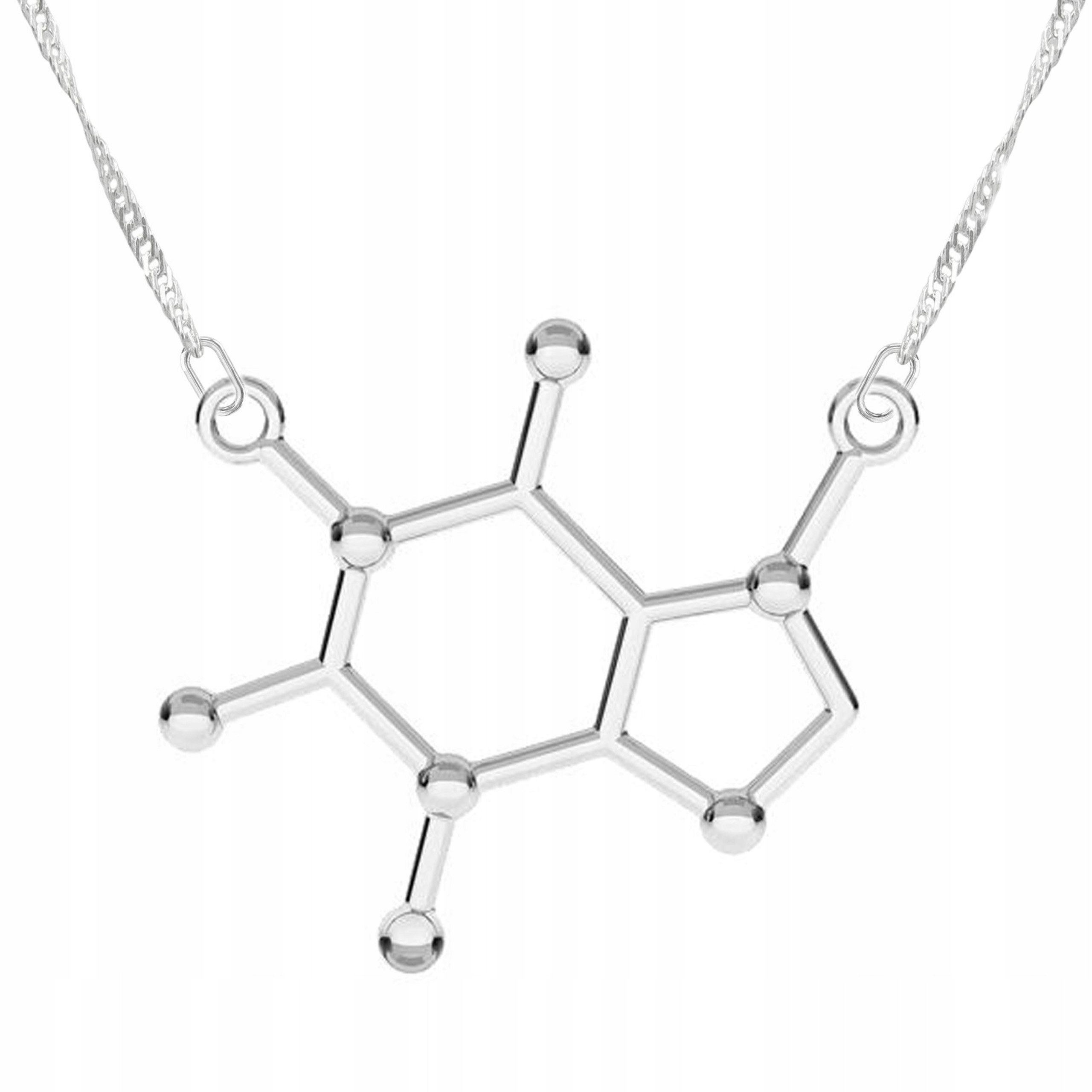 Stříbrný náhrdelník s kofeinou Vzor Káva Kofein Káva Molekula Stříbro 925