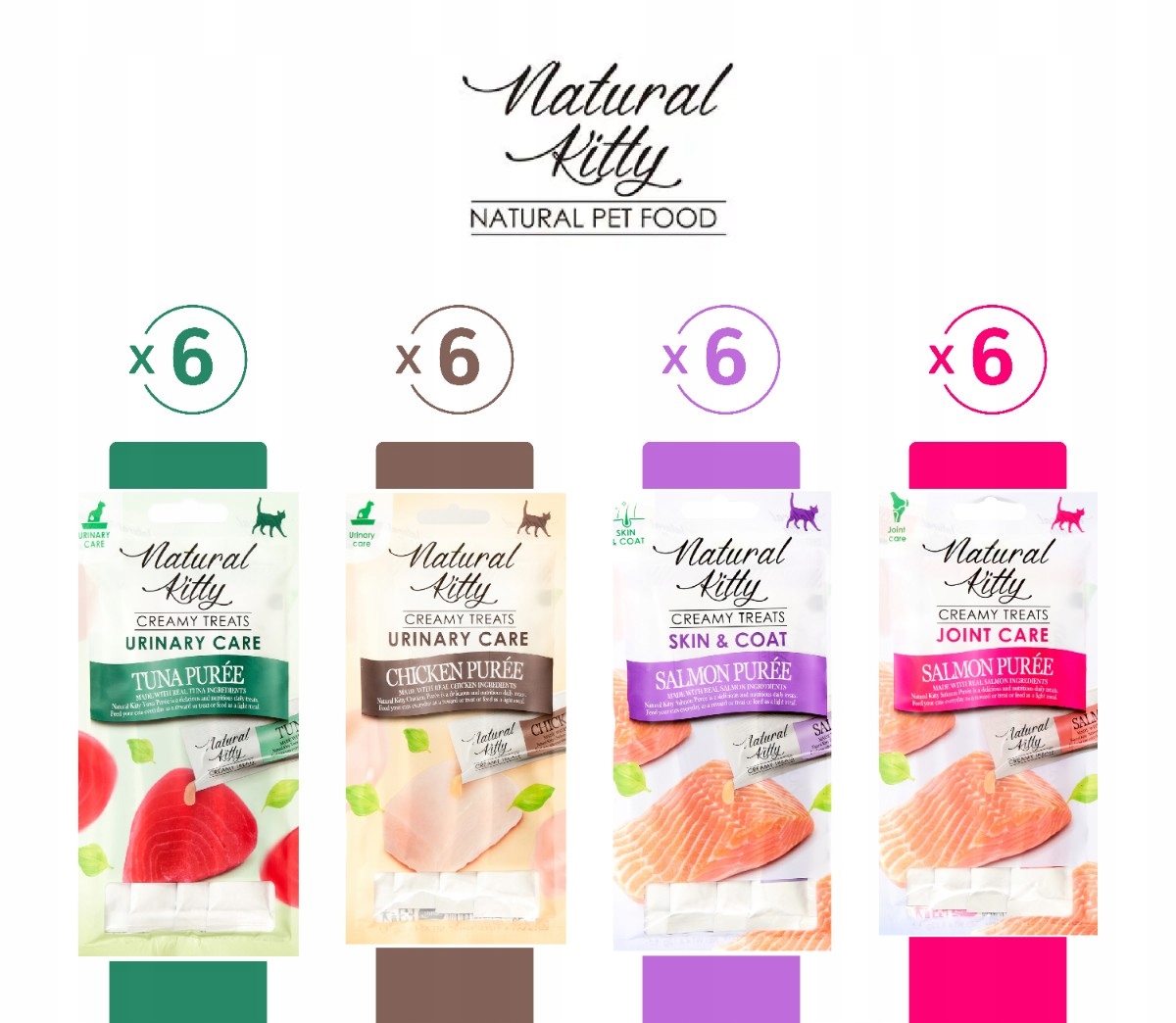 Levně Natural Kitty 100% pamlsek mix chutí pro kočky pyré 24x48g