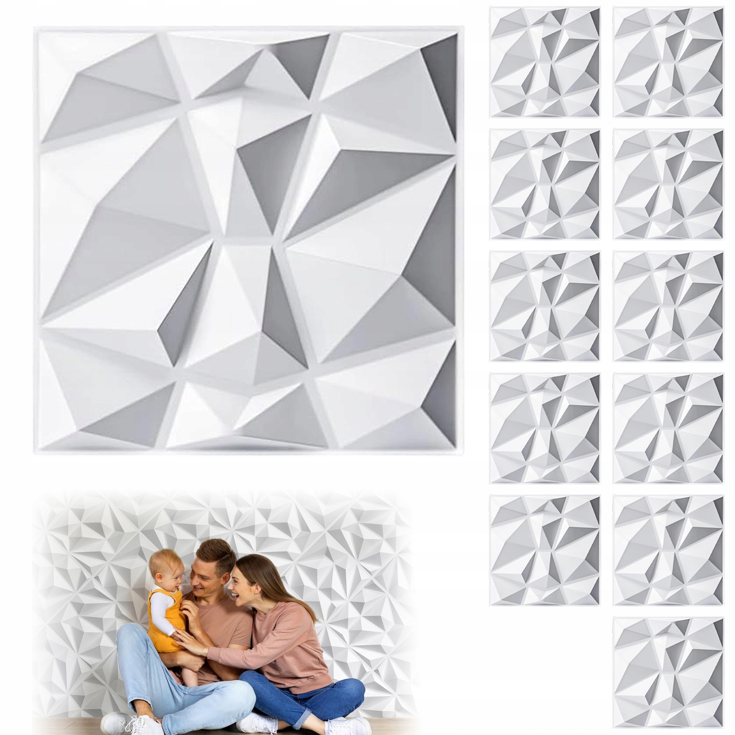 3D Dekorativní Nástěnné Panely 12 Ks 50X50 CM Pro Komerční Prostory