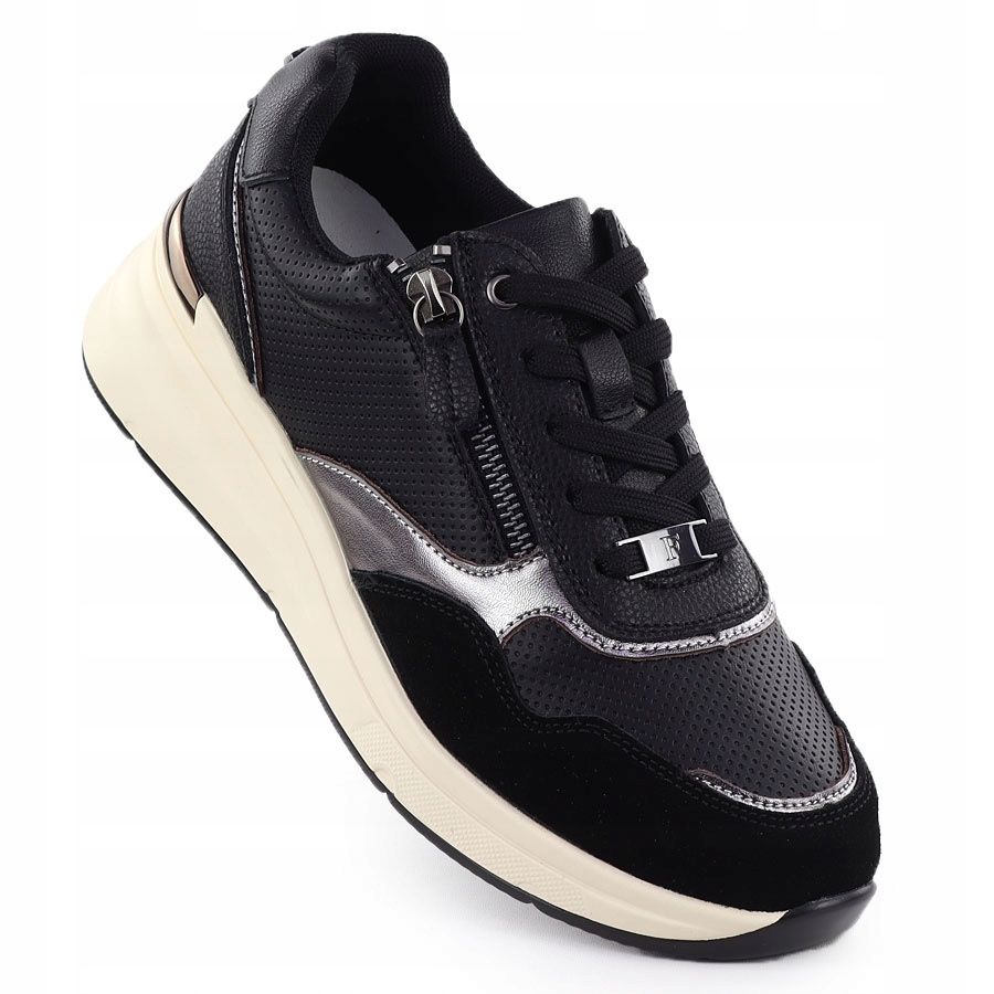 Dámské kožené metalické polobotky černé Filippo DP7105/25 36