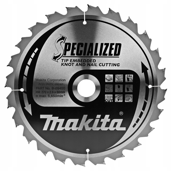 

Makita B-09450 Tarcza Specjalizowana 270x30mm 24Z