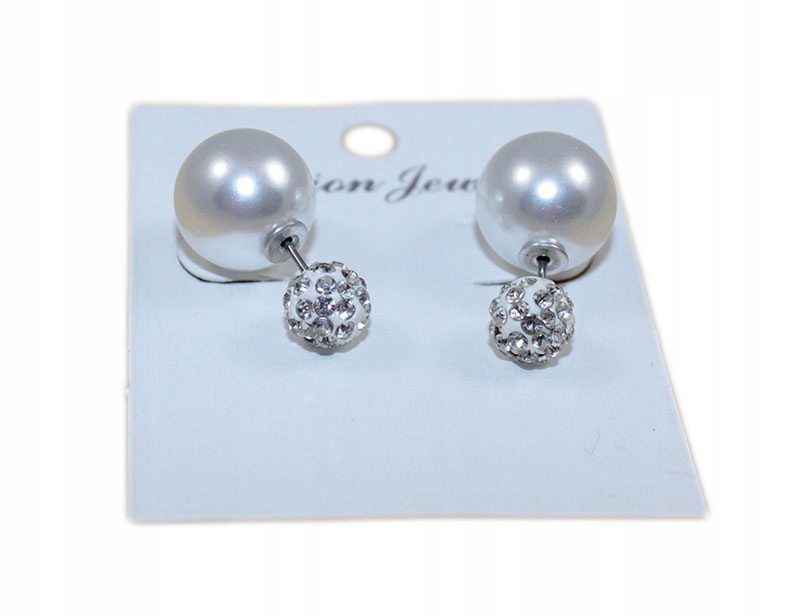 

-margut- Kolczyki kule tribal cyrkonie białe