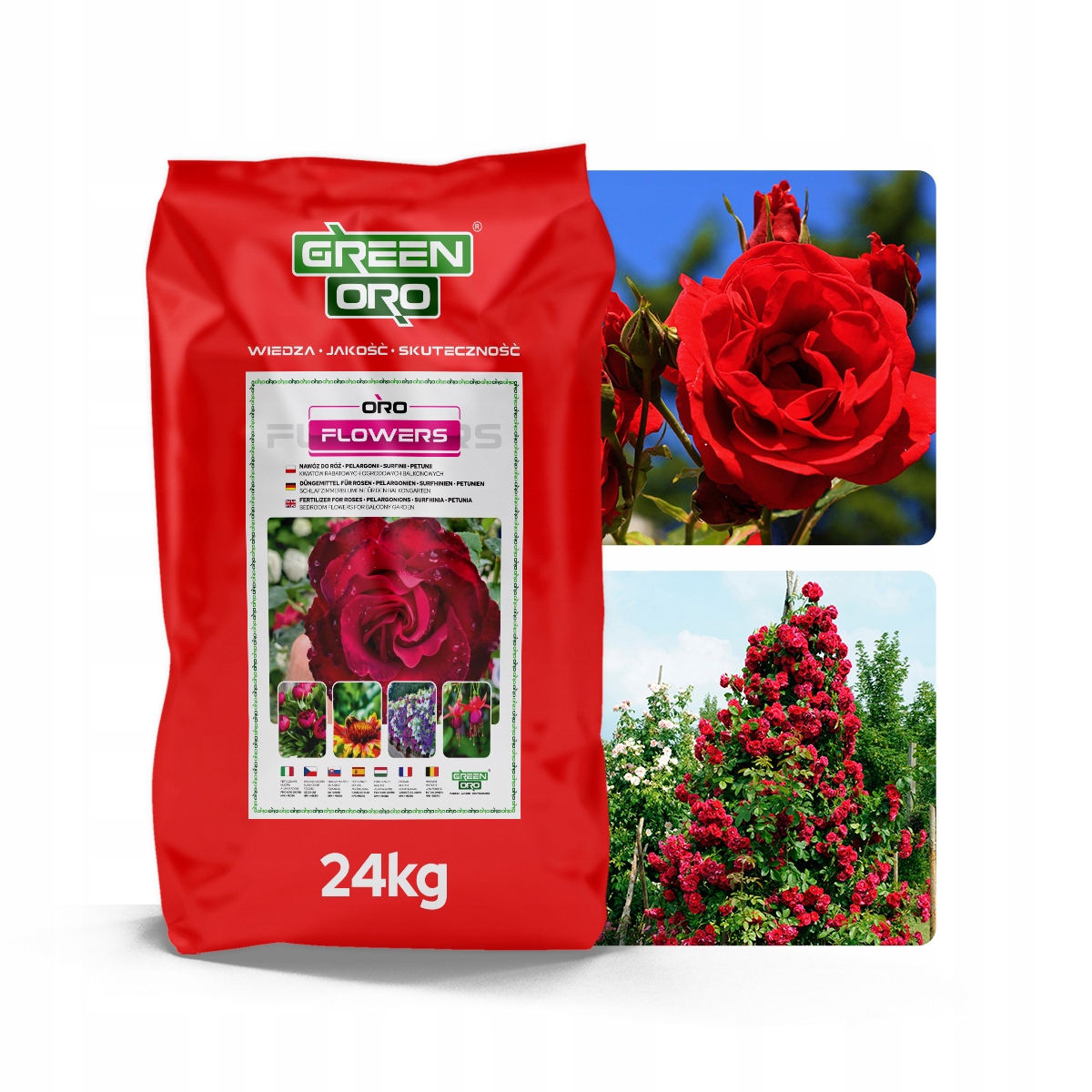 Hnojivo pre ruže, izbové, záhradné a kvitnúce rastliny, 100 dní, 24 kg Oro