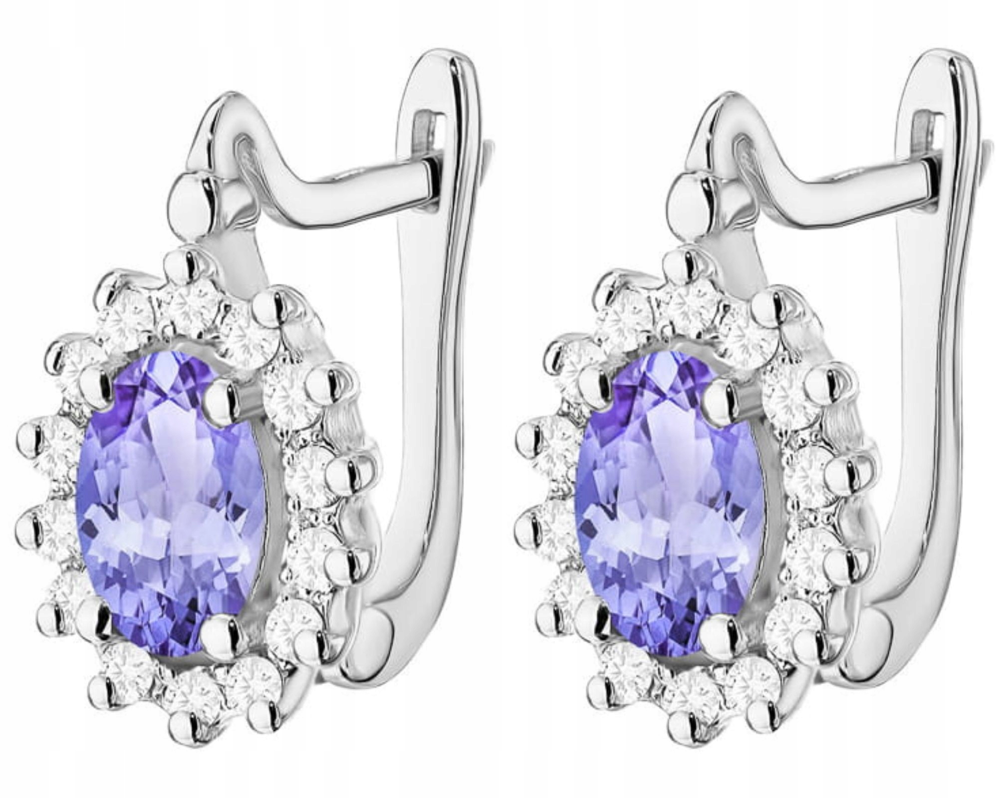 Bílé Zlato Náušnice S Brilianty Přírodní Kámen Tanzanit Jako Dárek