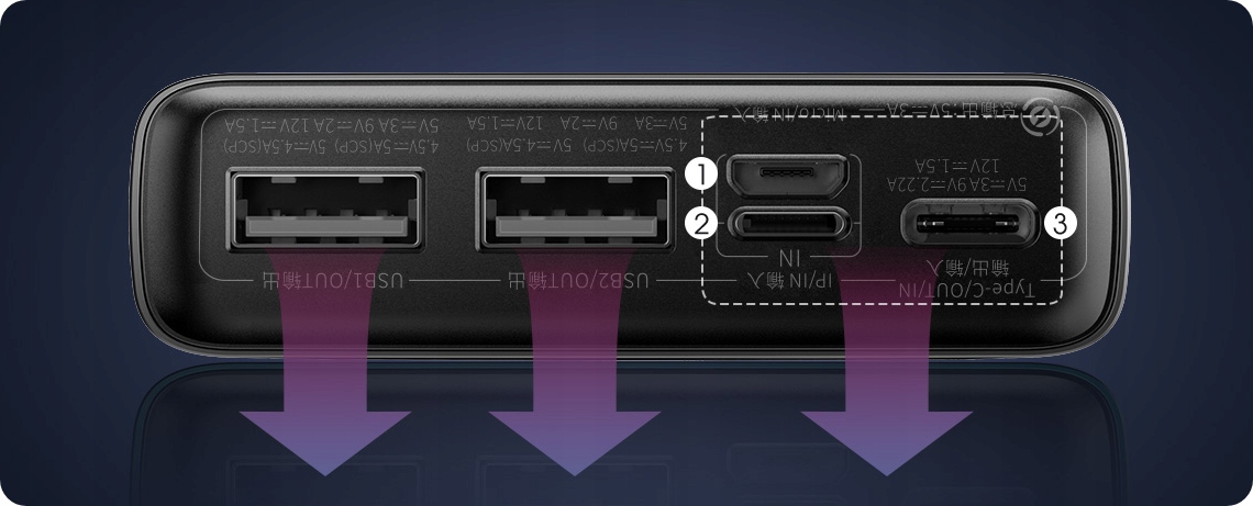 MOCNY POWERBANK BASEUS 20000MAH POWER BANK 22.5W PD USB USB-C TYP-C QC 3.0 Kolor czarny