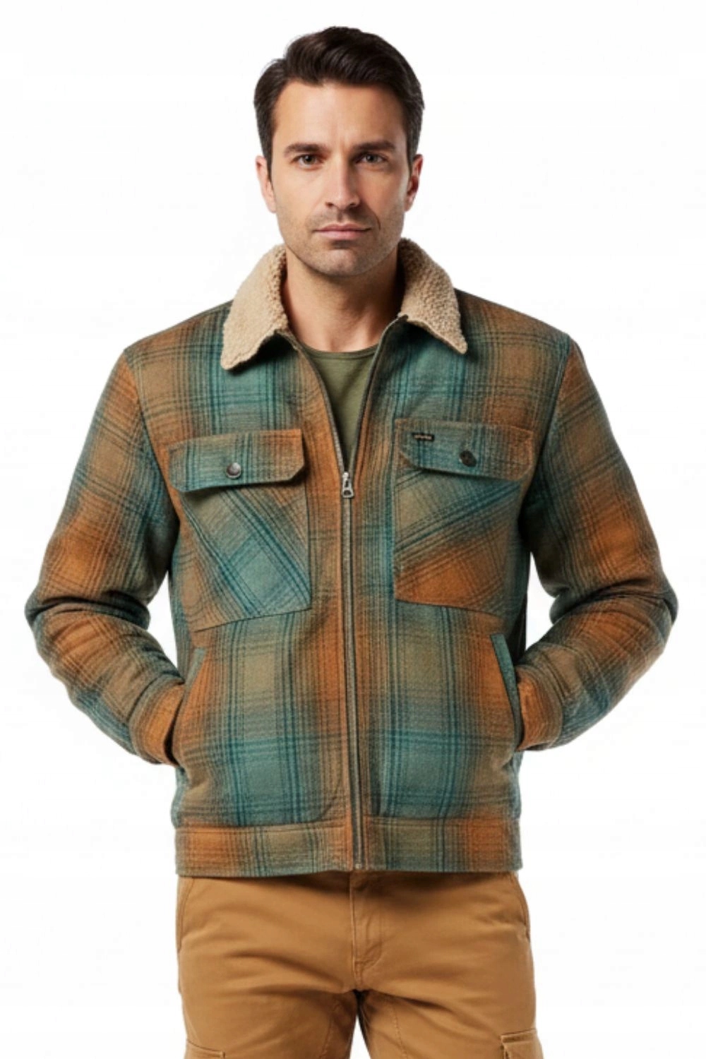 Bunda Billabong bavlněná, podzimní, pánská, zateplená, kostkovaná, přechodová