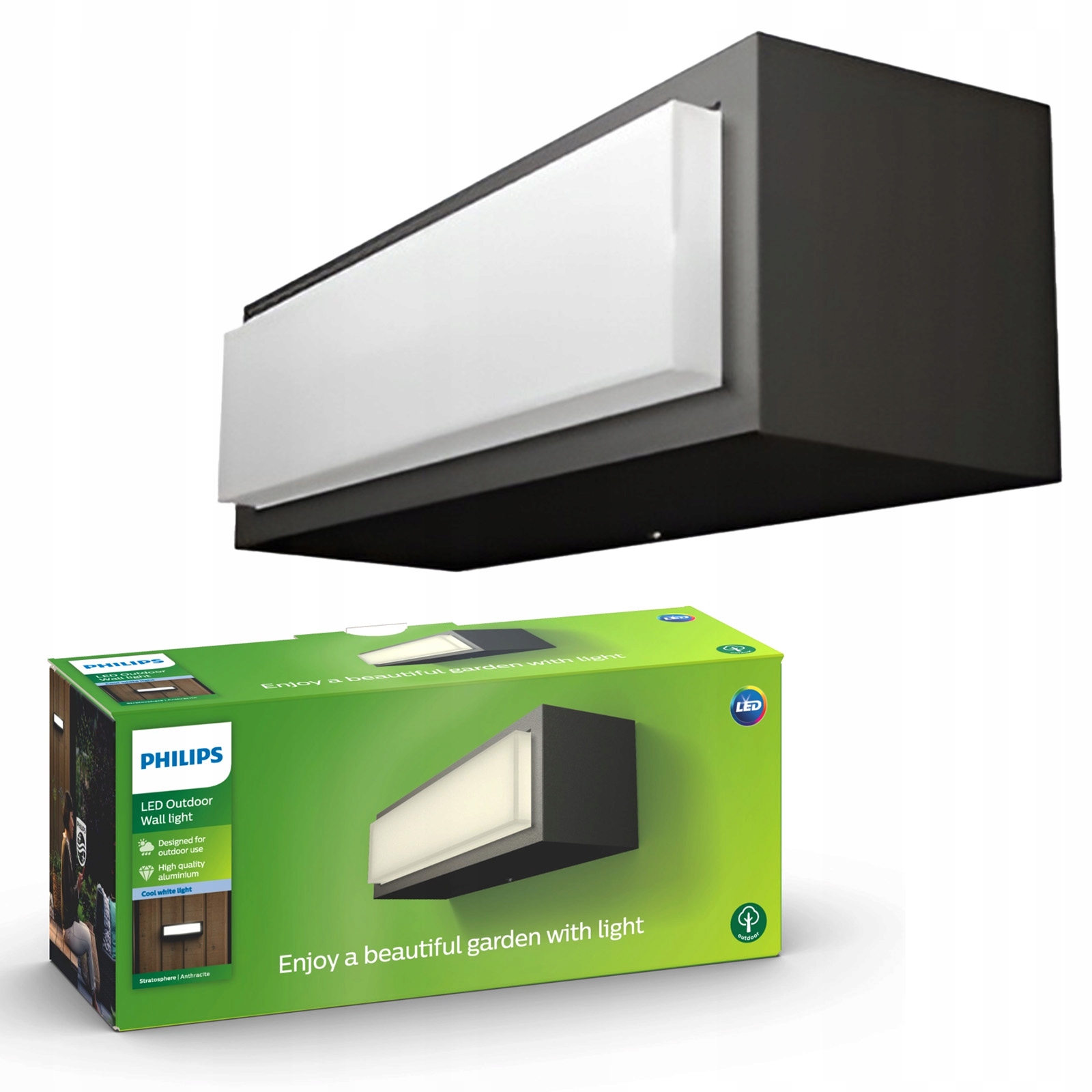 Zahradní nástěnné svítidlo Led venkovní fasádní lampa 4.5W 4000K IP44 Philips