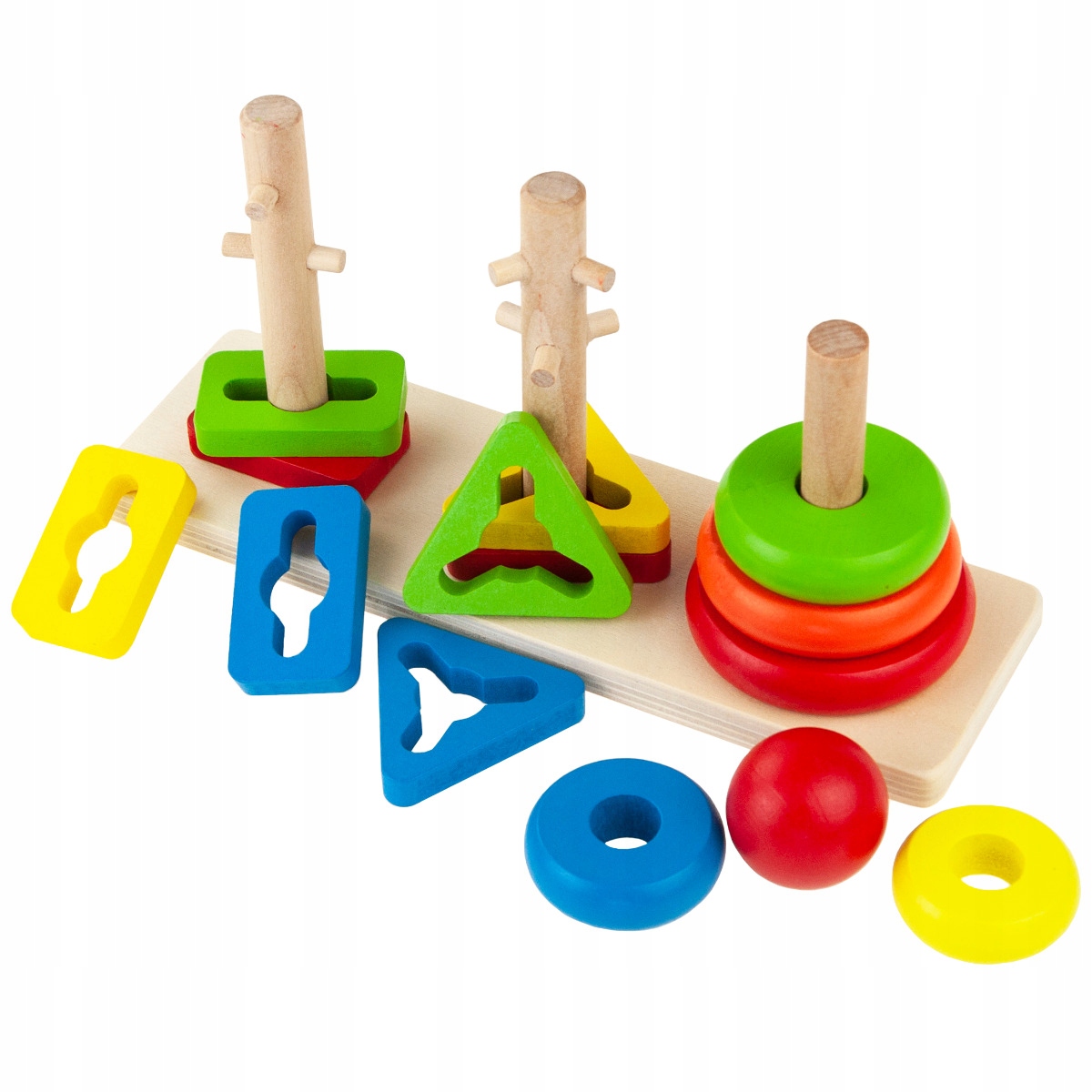 SORTER UKŁADANKA LOGICZNO ZRĘCZNOŚCIOWA DREWNIANA WIEŻA Z KLOCKAMI KRĄŻKAMI Certyfikaty, opinie, atesty CE