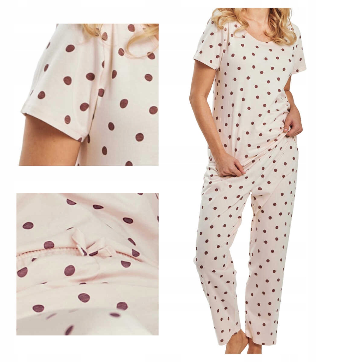 Taro Dámské bavlněné pyžamo s krátkým rukávem Nita 3530 01 ecru XL