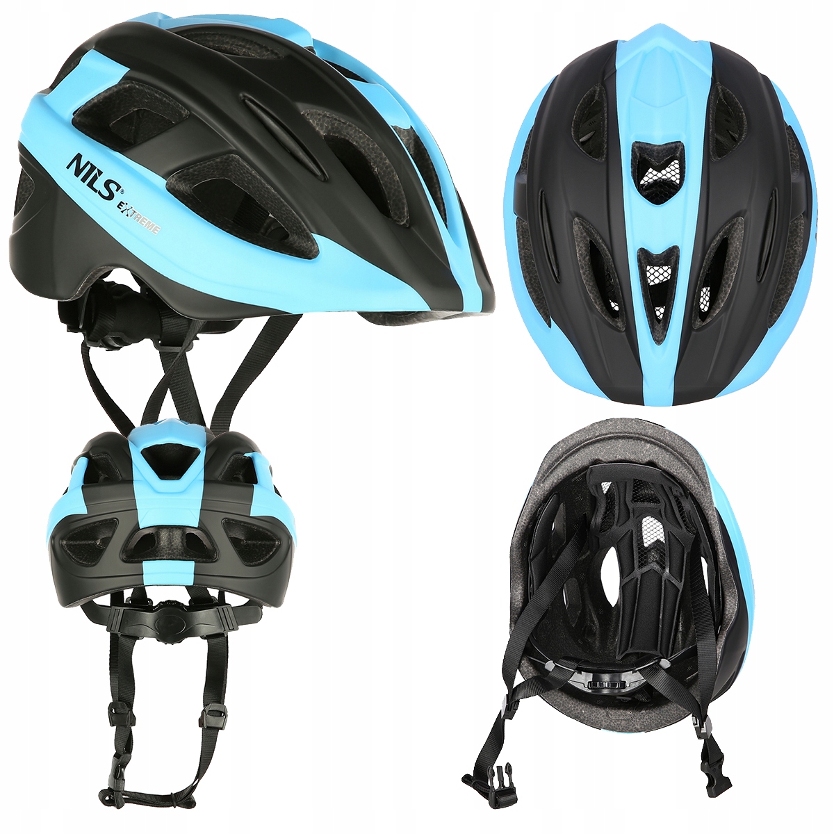 NIEBIESKI ROZM.M(53-55CM) LEKKI KASK DZIECIĘCY SOLIDNY SKATING ROLKI ROWER Marka Nils Extreme