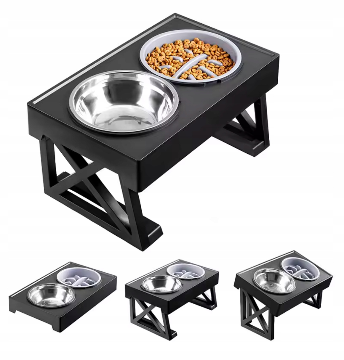 Stojak Podwyższenie Stolik Dla Psa Spowalniająca 2X Miska Regulowany