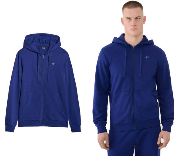 Tepláková rozepínací mikina z bavlny 4F M1768 031S s kapucí XL