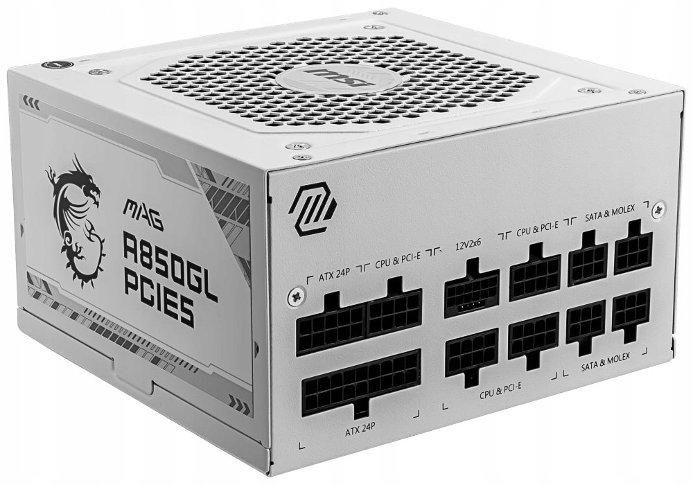 Msi zdroj Mag A850GL PCIE5 White/ 850W/ ATX3.0/ akt. Pfc/ 7 let celk. záruk
