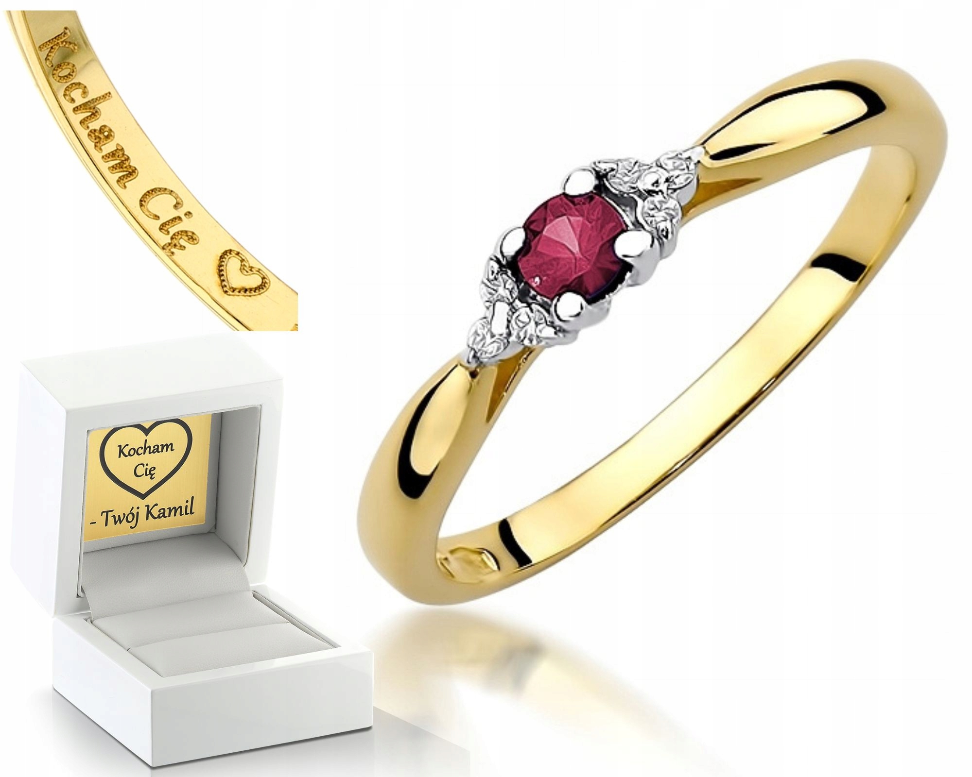 Zlatý Prstýnek S Rubínem Gravírování Bonus 585