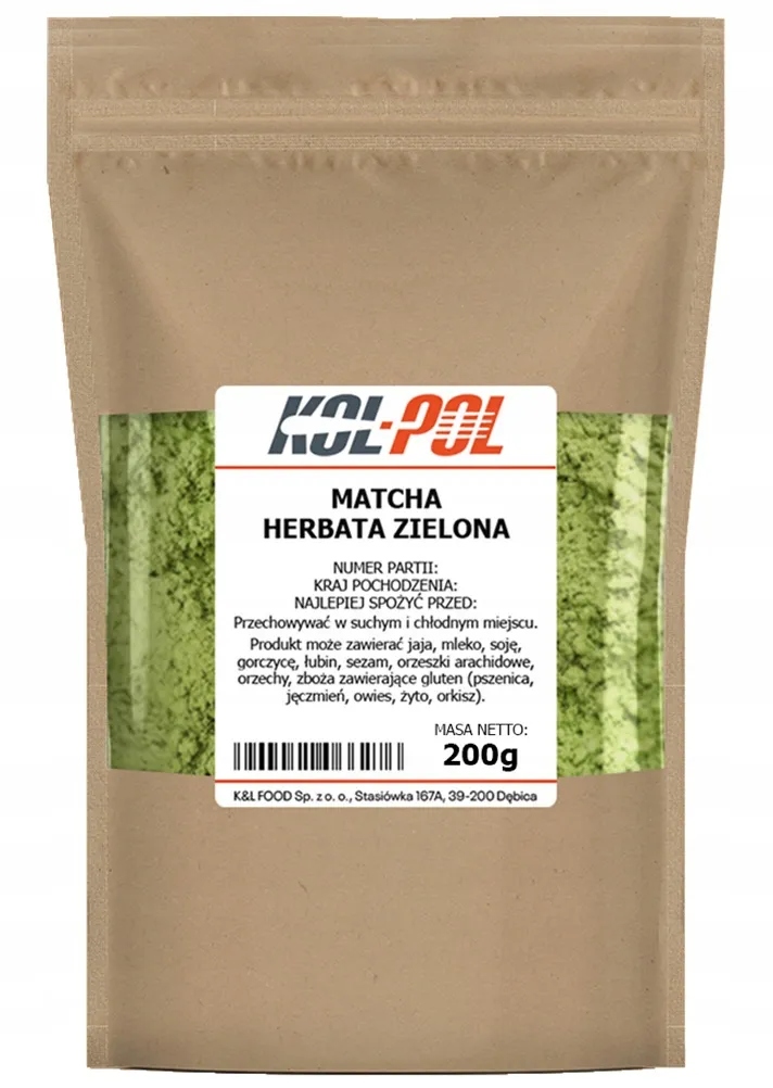 Matcha Zelený Čaj 200 g Denní prášková přírodní kvalita Kol-Pol