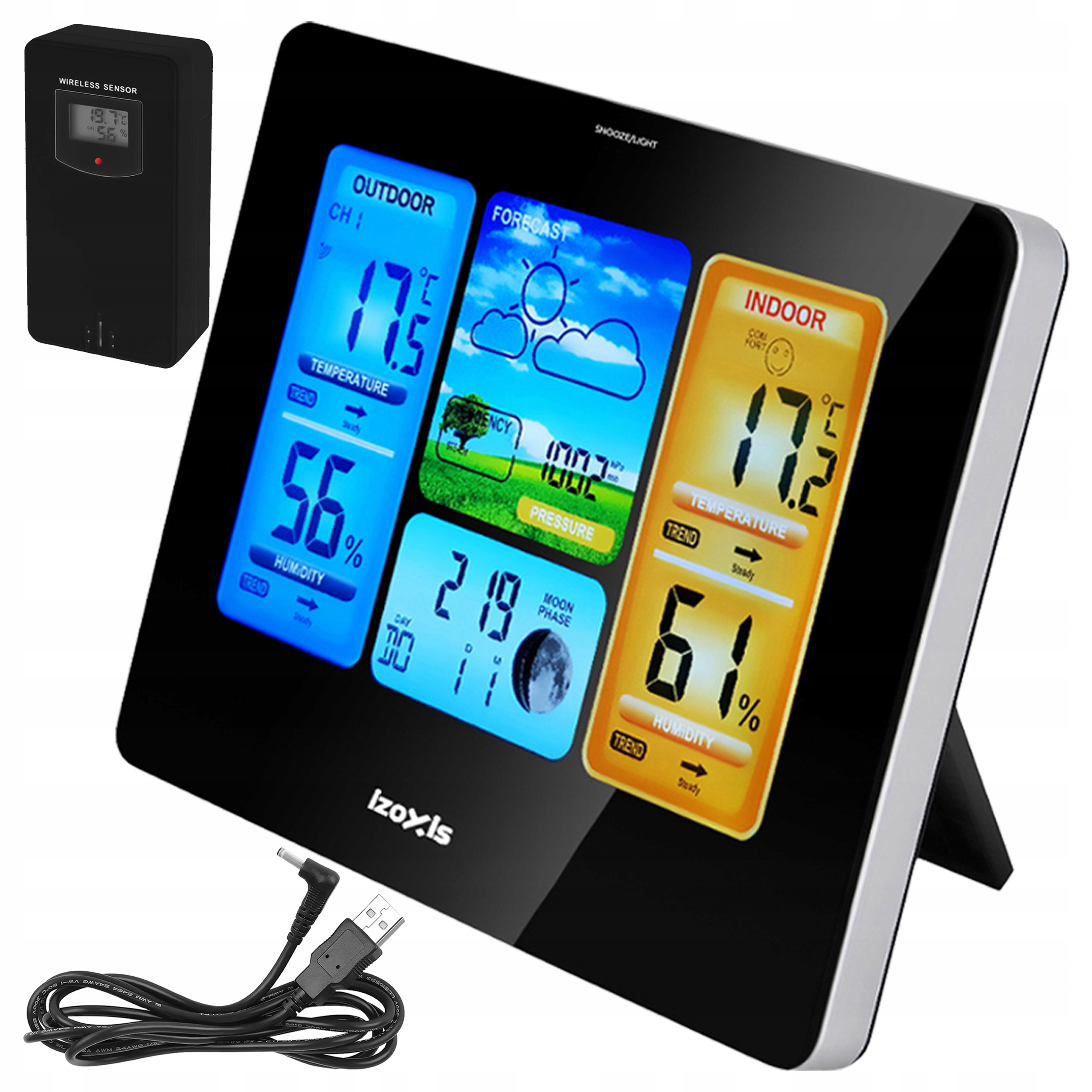 Stacja Pogodowa Bezprzewodowa Pogody Higrometr Termometr Czujnik Zegar Data