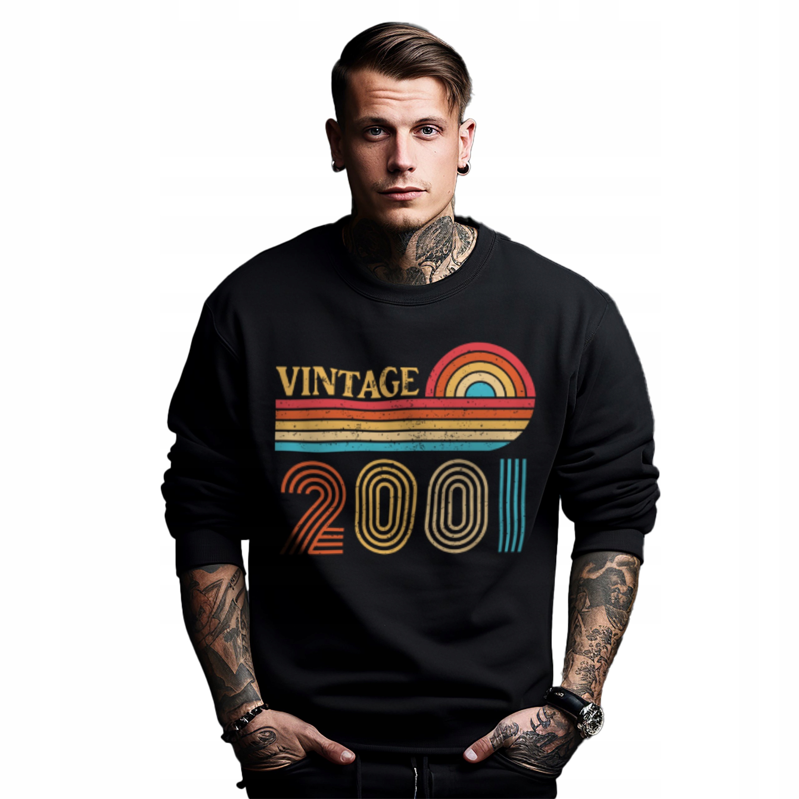 Mikina černá pánská s potiskem dárek k narozeninám, ročník Vintage 2001