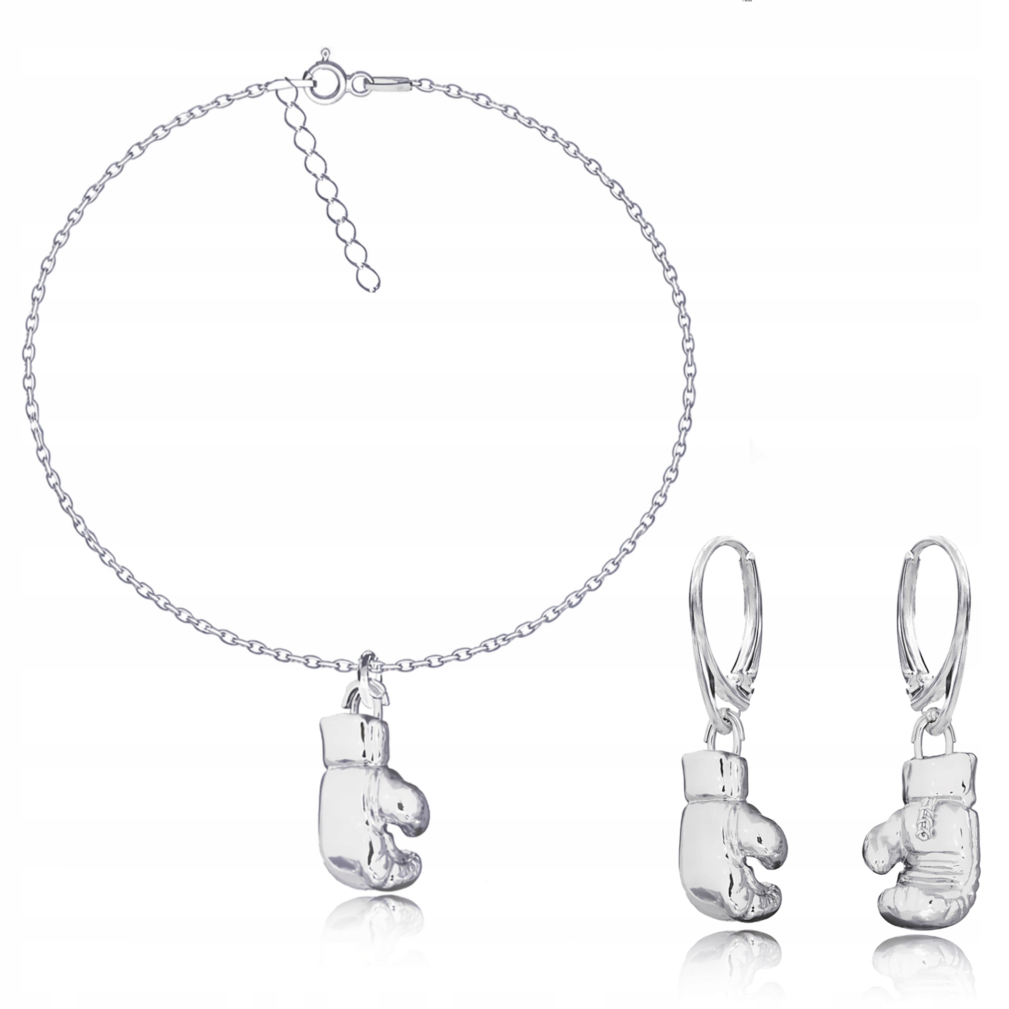 Stříbrná sada šperků Ankier Boxing 3D Boxerská rukavice ryzost 925 Stříbro